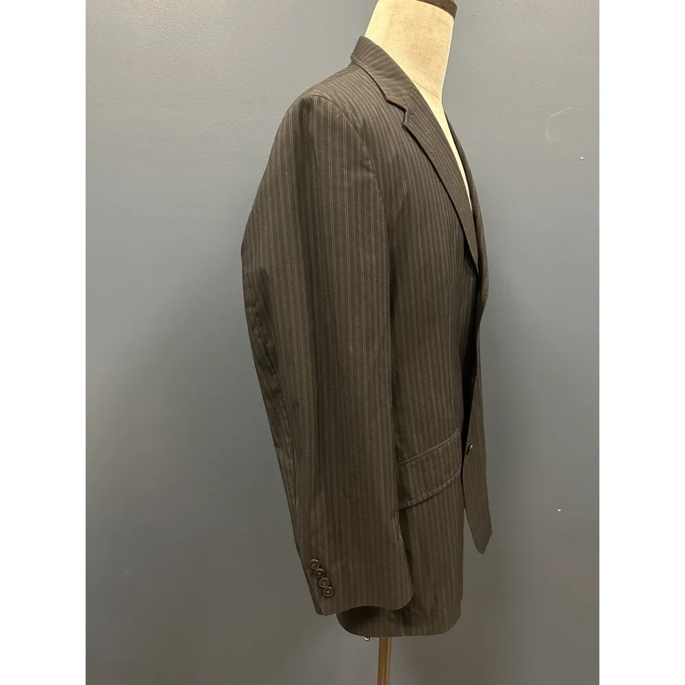 Oscar de la Renta Blazer 42L Black‎ Pinstripe Sport Coat Cotton Blend Honduras